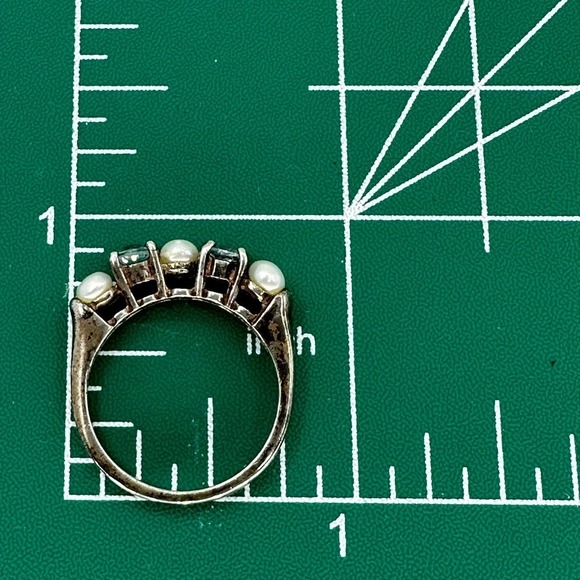 Pearl and Spinel Sterling Silver ring Size 6 - Picture 9 of 9